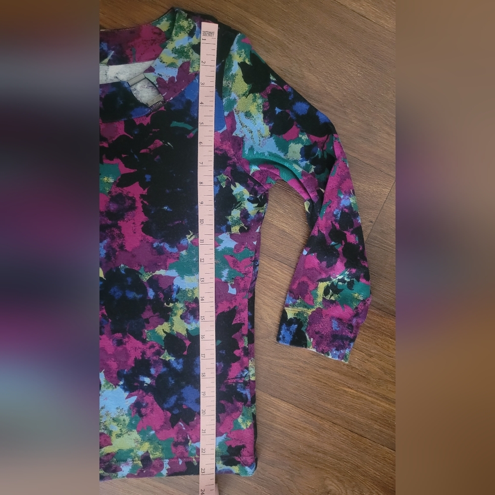 Rafaella Floral Watercolor Top, Women's M, Jewel Tones Blue, Green & Purple - Picture 9 of 9